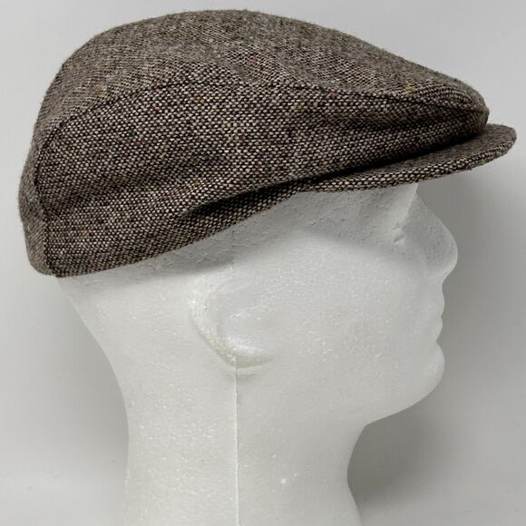 Vintage Tweed Flat Cap Hat Newsboy Cabbie Capas Headwear USA Made Beige M Medium - Picture 8 of 10